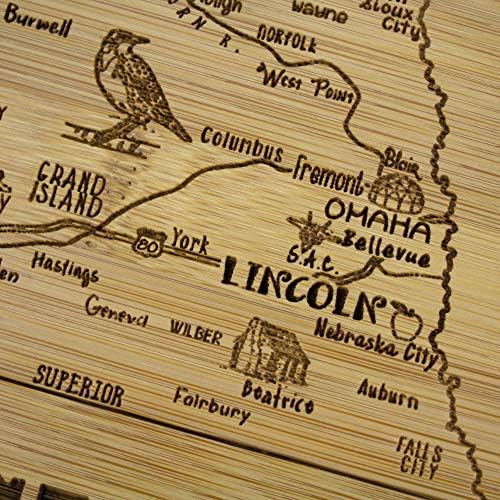 Tamamen Bambu Bir Dilim Hayat Nebraska Eyaleti Servis ve Kesme Tahtası, 11 x 8.75