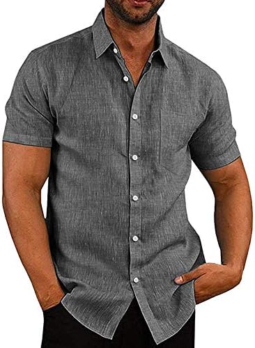 COOFANDY erkek Rahat Keten Düğme Aşağı Gömlek İş Chambray Elbise Gömlek