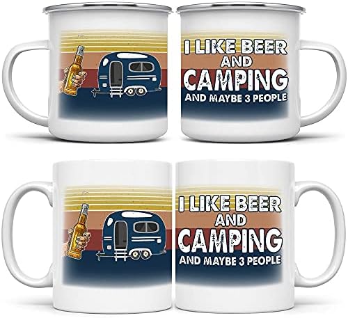 Kamp Kupa-Kahve Kupa Seti-Bira Ve Kamp Yapmayı Seviyorum Ve Belki 3 Kişi İçiyor Ve Kamp Yapıyor