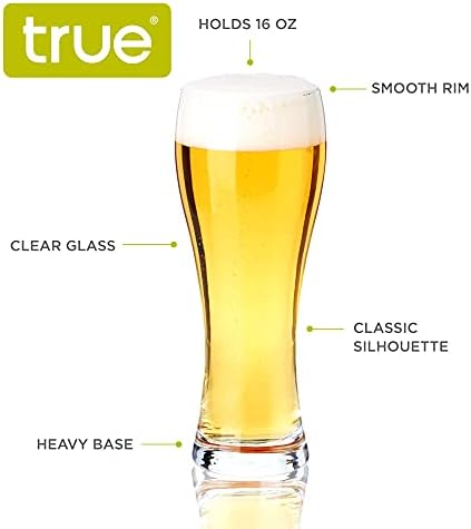Doğru, 16 Ons IPA, Soluk Bira, Pilsner veya Lager, Temel Bira Bardağı, Şeffaf, 1 Set, 1 Sayım (1 Paket), Standart Bira Bardağı