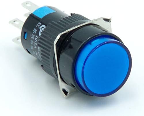 Bookh 16mm 2NO 2NC SPDT Push Button Anahtarı Mandallama Yuvarlak LED Lamba Mavi ışık AC 24 V 8 Pin 2 Paket