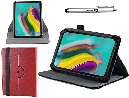 Navitech Kırmızı Kılıf ile 360 Dönme Standı & Stylus TECLAST M40Pro Tablet 10.1 İnç ile Uyumlu