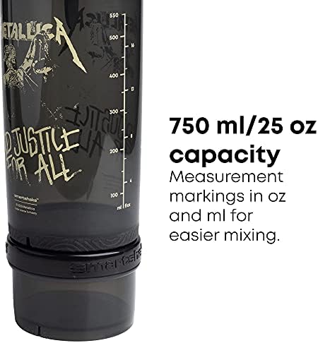 Smartshake Revive Metallica Shaker Şişeleri için Protein Karışımları İle Depolama 25 Oz – Egzersiz Shaker Bardak için Protein