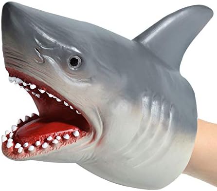 KELIWOW Köpekbalığı Kukla Gerçekçi Yumuşak Kauçuk Köpekbalığı Oyuncak Çocuklar için Erkek Kız Köpekbalığı Kafa Eldiven Oyuncak