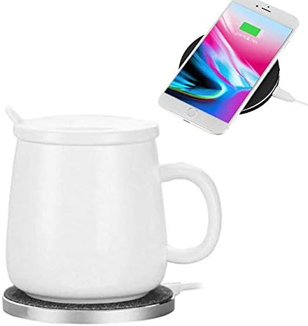JUST-LİNK Kahve Kupa Isıtıcı (131°F / 55℃) Telefon Kablosuz Şarj Cihazı Ev Ofis Eğlence Toplama Çalışması için Uygundur (Beyaz