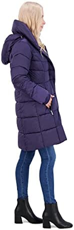 Kadınlar için Steve Madden Puffer Coat-Yastık Yaka Kapüşonlu Kapitone Kış Ceket