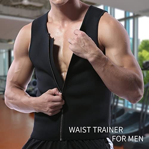 Bafeıl Sauna Takım Elbise Erkekler için Sıcak Neopren Bel Eğitmen Ter Yelek Vücut Şekillendirici Fermuar Tank Top Egzersiz Takım