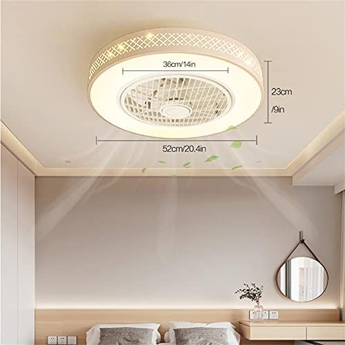 52 cm ızgara fan ışık kademesiz Karartma yuvarlak yıldız fan ışık tavan fanı ışık uzaktan kumanda LED Starlight yatak odası ofis