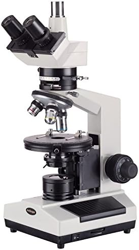 AmScope PZ200TA Polarize Trinoküler Mikroskop, WF10x ve WF16x Göz Mercekleri, 40X-640X Büyütme, Gerinimsiz Plan Akromatik Hedefler,