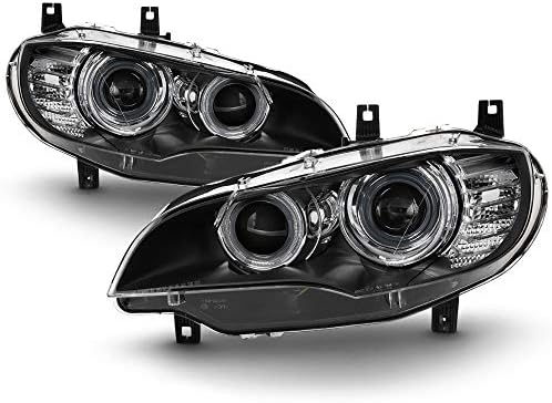 [2008-2014 BMW E71 X6 AFS Adaptif Xenon HID Modeli için] Siyah Konut ışık halkası Projektör Far far Takımı, sürücü ve Yolcu Tarafı