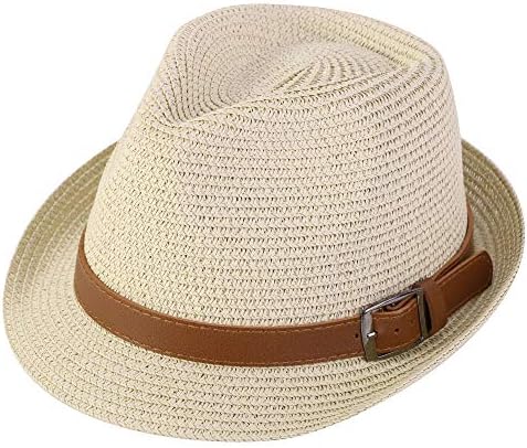 Sadelik Panama Tarzı Fötr Fedora Hasır Güneş Şapkası Deri Kemerli