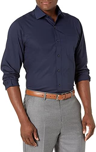 Düğmeli Aşağı erkek Klasik Fit Streç Poplin Elbise Gömlek, Supima Pamuk Olmayan Demir, Yayılmış Yaka