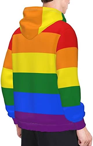 Gay Pride Gökkuşağı Kanguru cep Hoodie Erkek Hoodie Uzun Kollu Polar moda Hoodies