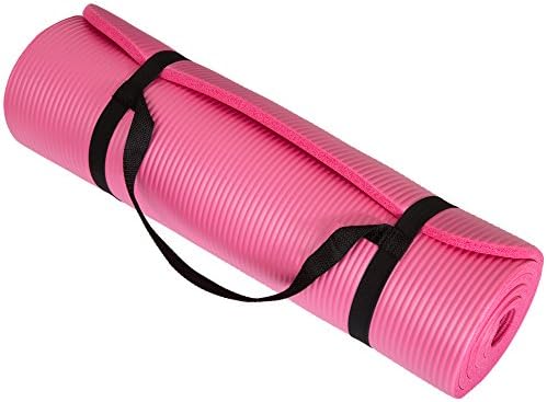 Wakeman Ekstra Kalın Yoga Matı-Kaymaz Konfor Köpüğü, Fitness, Pilates ve Egzersiz için Dayanıklı Egzersiz Matı Taşıma Kayışı