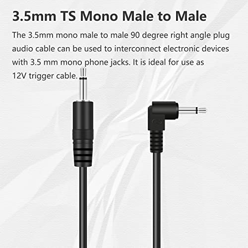 Bolvek 2 Paket 6ft 3.5 mm 1/8 Erkek TS Mono Fiş 90 Derece Sağ Açı 3.5 mm Erkek Mono Jack Ses Kablosu