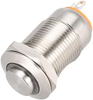 uxcell Mandallama Metal Push Button Anahtarı Yüksek Kafa 12mm Montaj Dia 1NO 3-6 V Sarı led ışık