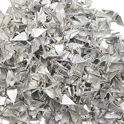 500 Origami Kağıt Vinç Gümüş Origami Vinç Düğün Dekor için 1.5x1.5 inç yapılmış