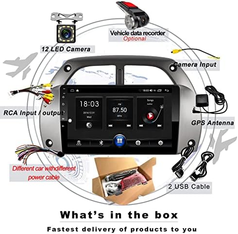Toyota RAV4 2001-2006 için GPS Navigasyon Android 10, Ayna Bağlantılı 9 İnç IPS Ekranlı Araç Ses Stereo Alıcısı Bluetooth 5.0,