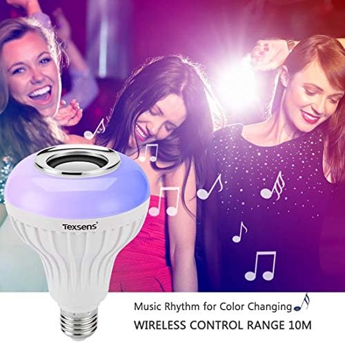 Texsens LED Ampul Bluetooth Hoparlör, 6 W E26 RGB Değişen Lamba Kablosuz Stereo Ses ile 24 Tuşları Uzaktan Kumanda