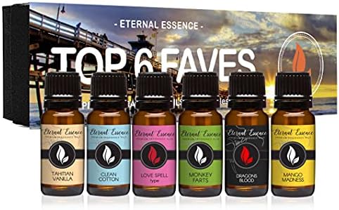 En İyi 6 Faves-6 Premium Koku Yağından Oluşan Hediye Seti-Aşk Büyüsü, Tahiti Vanilyası, Temiz Pamuk, Mango, Ejderhanın Kanı ve