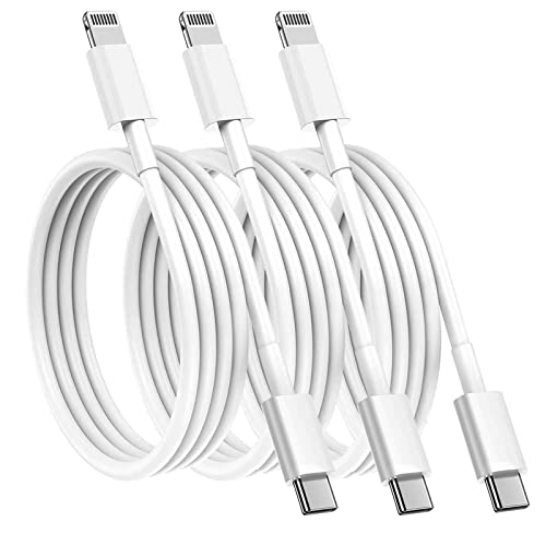 USB-C'den Yıldırım Kablosuna (6ft, Apple MFi Sertifikalı), 3 Paket iPhone Hızlı Şarj Kablosu, Yıldırım Tip C PD Şarj Kablosu