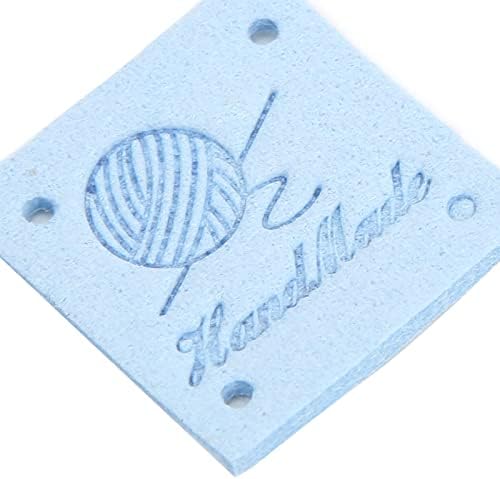 El Yapımı Kabartmalı Etiketi, Mikrofiber 100 Pcs Tığ Etiketler DIY Örgü Aksesuarları ile 4 Delik için Zanaat Dikiş Tığ Örgü Şapka