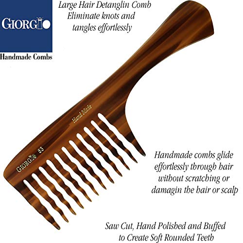 Giorgio G53 Büyük Kaba Saç Dolaşık Açıcı Tarak, Uzun Kalın Kıvırcık Dalgalı Saçlar için Geniş Dişler. Islak ve Kuru Saçlar için