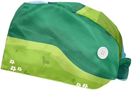 Peyzaj Yeşil Çalışma Kap Düğmeleri ve Ter Bandı ile Ayarlanabilir Kravat Geri Kabarık Şapka Kadın Erkek için