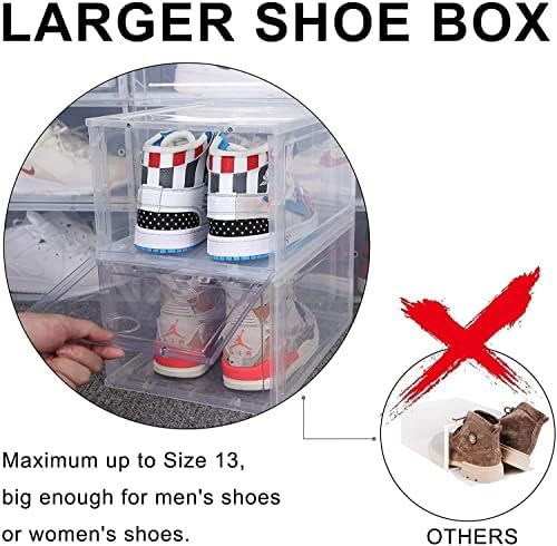 Depolama Ayakkabı Kutusu, Katlanabilir Temizle Sneaker Ekran Kutusu, İstiflenebilir Depolama Kovaları Ayakkabı Konteyner Organizatör,