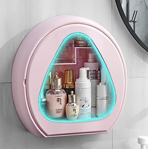 Kozmetik saklama kutusu banyo tuvalet ücretsiz perforasyon duvara monte raf yatak odası oturma odası depolama, pembe