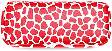 Kırmızı Beyaz Zürafa Baskı Kalem Çantası Büyük Kapasiteli Taşınabilir Kalem Kılıfı Geometrik Kalem Çantası Kalem Kutusu Fermuar