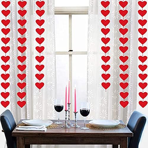 Kırmızı Keçe Kalp Çelenk Sevgililer Günü Dekor için, 160 Kırmızı Keçe Çelenk DIY Asılı Dize Çelenk Kalpler Asılı Afiş Sevgililer