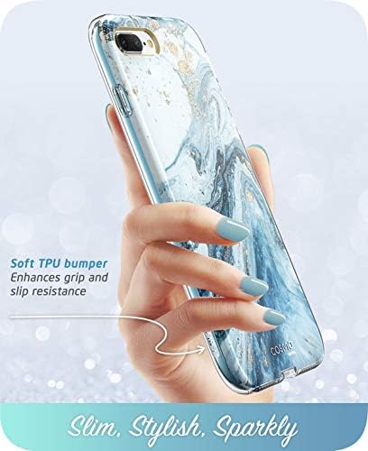ı-Blason Cosmo Glitter Temizle Tampon Olgu iPhone 8 Artı / iPhone 7 Artı, Mavi