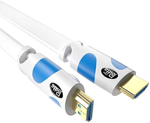 Düz HDMI Kablosu 30 Feet Postta 4K HDMI2. 0 Kablo Desteği 4K(2160P),3D,1080P,Ethernet,Ses Dönüşü (Beyaz-Soluk Mavi)