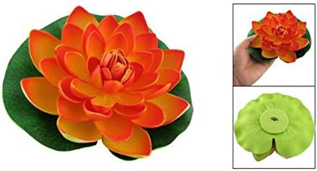 Mallofusa Yapay Akvaryum Bitki Dekor Yüzen Plastik Çiçeklenme Lotus Balık Tankı Dekorasyon Turuncu 17 CM