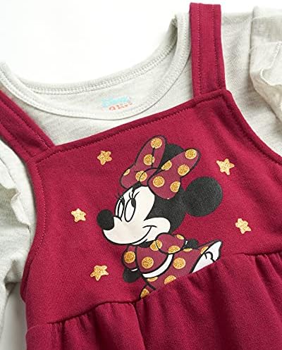 Disney Kızın Minnie Mouse Genel Elbise - 2 Parça Jumper & Pamuk Uzun Kollu T-Shirt (Toddler / Küçük Kızlar)