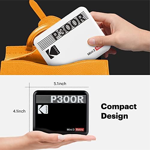 Kodak Mini 3 Retro 3x3 Taşınabilir Fotoğraf Yazıcısı (60 Sayfa), iOS, Android ve Bluetooth Aygıtlarıyla Uyumlu, Gerçek Fotoğraf