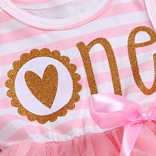 Bebek Kız 1st Doğum Günü Pastası Smash Kıyafet Donut Çizgili Tutu Elbise Parlak Bir Rahat Tül Etek Pullu Bow Kafa Seti