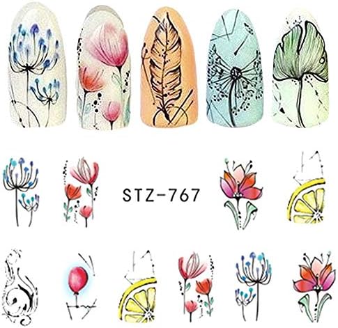 XSRJ Güzellik Nail Art Sticker Çiçek Karikatür Su Transferler Çıkartmaları Fantezi Desen Tasarım Filigran Kaymak Dekorasyon (Renk: