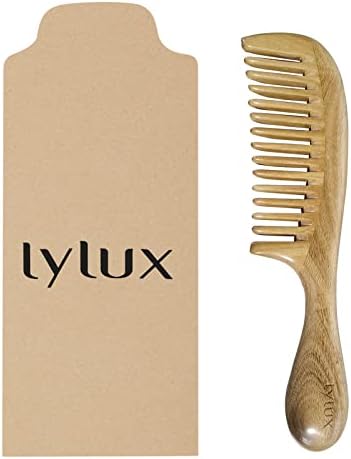 Lylux Sandal Ağacı Saç Tarağı, Statik Geniş Diş Tarağı Yok, Doğal Ahşap Dolaşık Açıcı Tarak