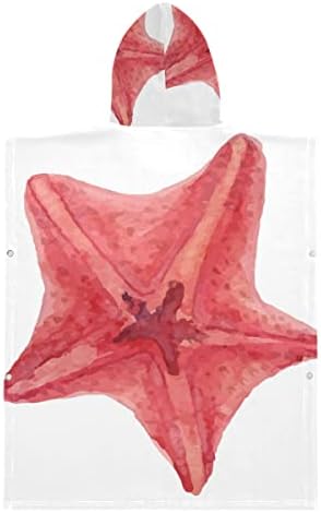 ZANHUGMİ Kırmızı Denizyıldızı Premium Kapşonlu Havlu Çocuk Kapşonlu banyo havlusu Pelerin Bornoz