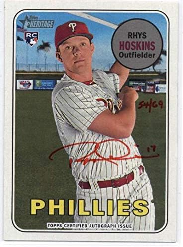 2018 Topps Miras Yüksek Numarası Gerçek Bir İmza Kırmızı Mürekkep ROA-RH Rhys Hoskins Phillies MLB Beyzbol Kartı (İmzalı) /