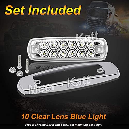 Meerkatt (10 paketi) 6.4 İnç Şeffaf Lens Mavi LED 12 V DC römork ışaretleyici kuyruk ışık yan çamurluk gümrükleme lambası ağır