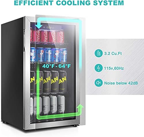 İçecek Buzdolabı Soğutucu, 118 kutu Soda Bira veya Şarap için Ayarlanabilir Raflı Mini Buzdolabı, Cam Kapılı küçük buzdolabı,