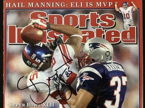 David Tyree İmzalı Sports Illustrated 2/11/08 Etiketsiz NY Giants İmzalı JSA-İmzalı NFL Dergileri