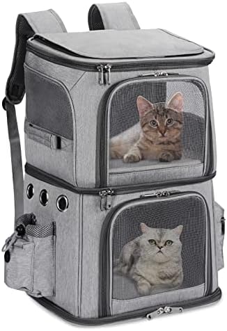 Küçük Kediler ve Köpekler için HOVONO Çift Bölmeli evcil hayvan taşıyıcı Sırt Çantası, 2 Kedi için Kedi seyahat taşıyıcısı, Seyahat/Yürüyüş