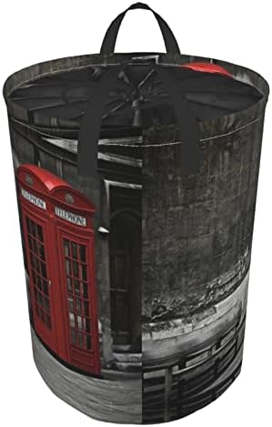 Londra Sokaklarında telefon kulübesi Baskı Yuvarlak Tunik Kirli Cep, Su geçirmez Oxford Kumaş Kolları İle Katlanabilir Depolama
