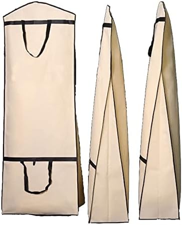 Kalınlaşmak Elbisesi Uzun Elbise Çantası Koruyucu Kılıf Toz Geçirmez Kapak Gelinlik Toz Kapağı Kullanımlık (Renk: Koyu Bej-1