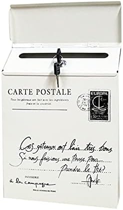 HUAJİN Kilit Mektup Kutusu Vintage Duvar Montaj Posta Kutusu Posta Posta Mektup Gazete Kutusu Stokta (Renk: Beyaz)