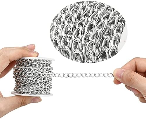 16.4 Ayaklar Alüminyum Curb Zincirler 10x6.5x1. 8mm Twisted Linkler Çapraz Kablo Zincirler Gümüş Kaplama Biriktirme ile Kolye